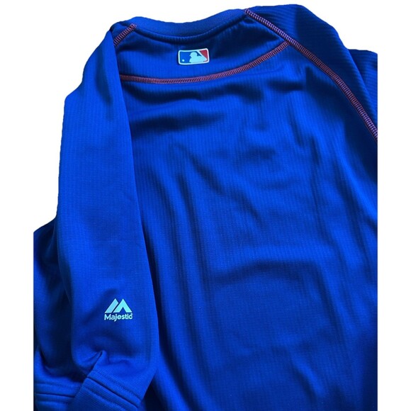 Majestic Texas Rangers Men’s M Thermal Sweater Shirt MLB Baseball Blue Sports - Picture 12 of 13